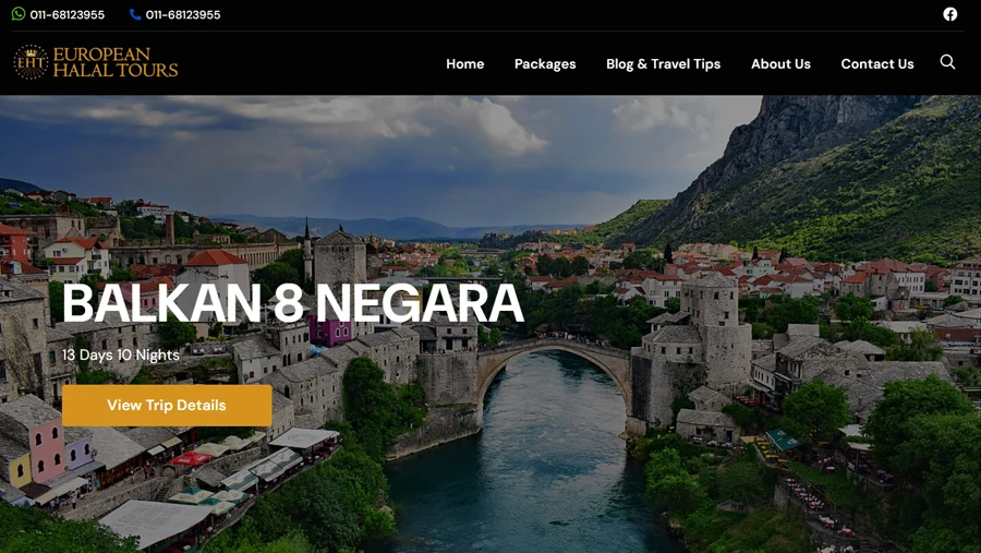 European Halal Tour Travel Website Design Malaysia