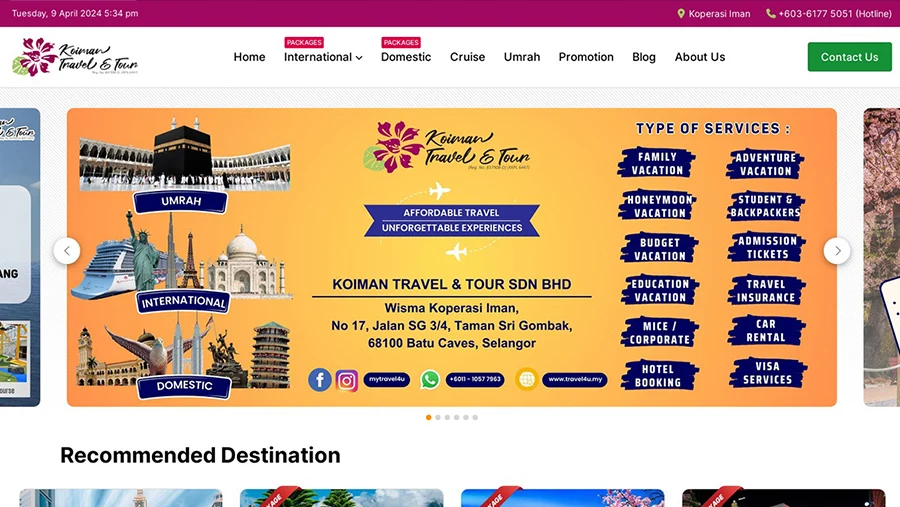 Koiman Travel Travel Website Design Malaysia