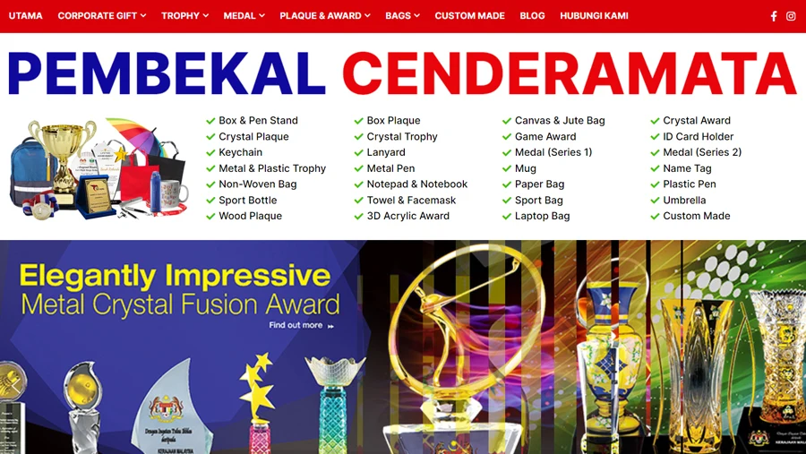 Pembekal Cenderamata Corporate Website Design Malaysia