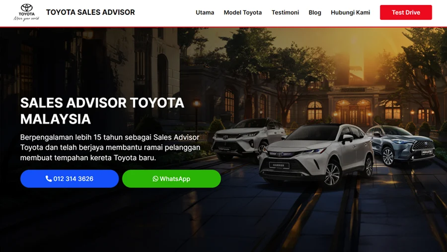Toyota2u Landing Page Website Design Malaysia